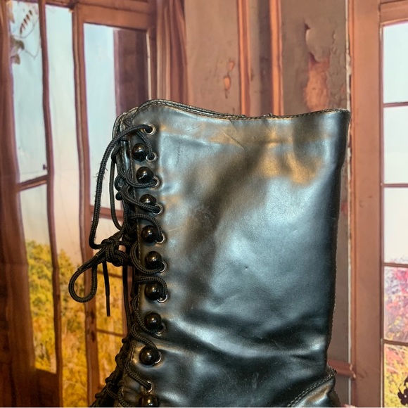 Witch boots Cosplay Costume Halloween Theater Dressy Heels 8 Black Faux Buttons - Picture 10 of 16